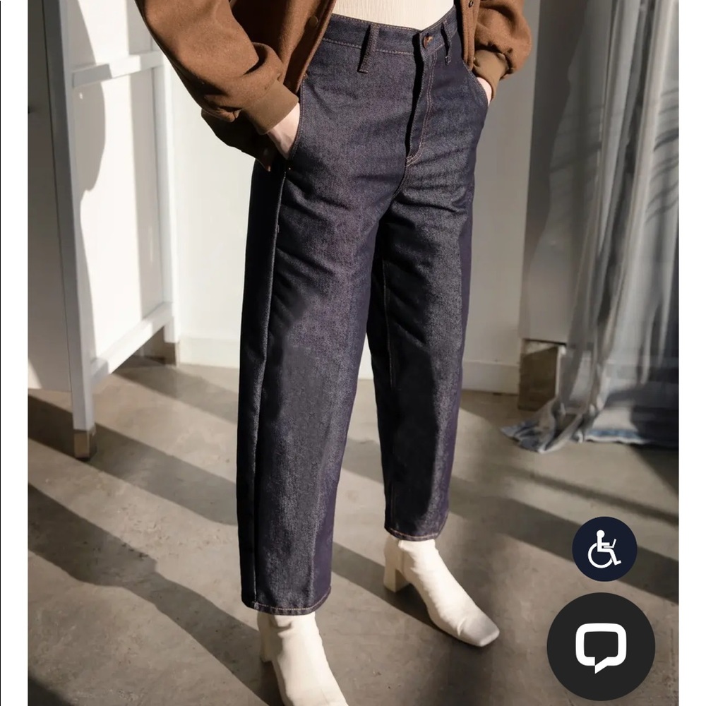 Oak + Fort dark washed straight leg jeans - Picture 2 of 5